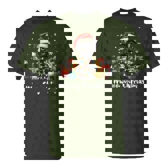 Moewy Christmas Black Cute Cat Santa Hat Xmas Girl T-Shirt | Seseable CA