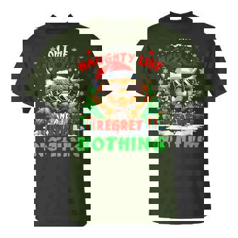 On The Naughty List And Reget Nothing Christmas Highland Cow T-Shirt | Mazezy