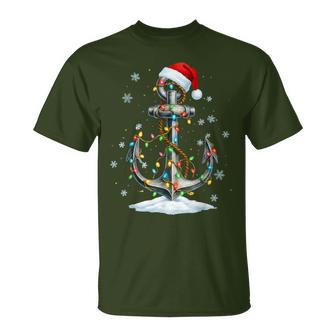Nautical Anchor Christmas Lights Boating Sailor T-Shirt - Thegiftio UK