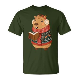 Nice Capybara In Xmas Sweater Costume For Boys And Girls T-Shirt - Thegiftio UK