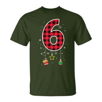 Number 6 Meme Saying 6 7 Six Seven Christmas Red Plaid T-Shirt - Thegiftio UK