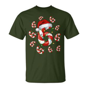 Number 6 Matching 67 Meme Christmas Pajamas Candy Cane T-Shirt - Monsterry