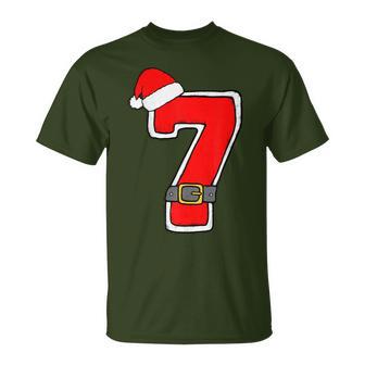 Number 7 7Th Birthday Christmas Santa Hat Happy Birthday T-Shirt - Thegiftio UK