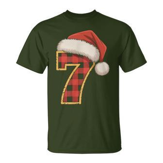 Number 7 Christmas Six Seven 67 Matching Xmas Santa Hat Pjs T-Shirt - Thegiftio