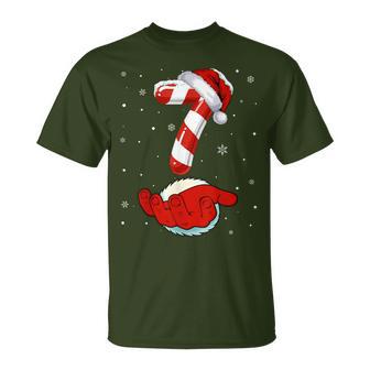 Number 7 Matching 67 Meme Candy Cane Christmas Pajamas T-Shirt - Monsterry