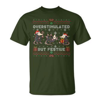 Overstimulated & Festive Af Raccoon Christmas T-Shirt - Thegiftio UK