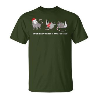 Overstimulated But Festive Possum Christmas T-Shirt - Thegiftio UK