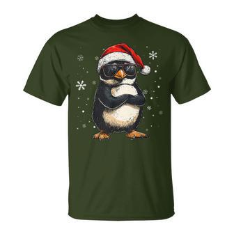 Penguin Santa Hat Penguin Lovers Xmas Christmas Pajama T-Shirt - Thegiftio UK