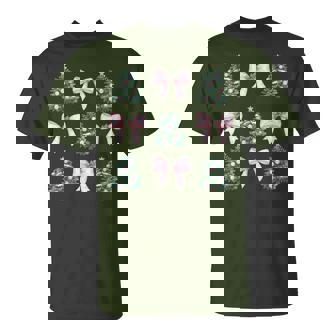 Pink Coquette Bows Christmas Tree Girly Aesthetic T-Shirt - Monsterry