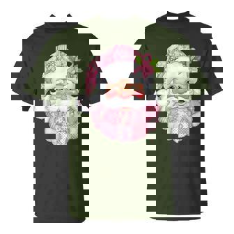 Pink Patchwork Santa Breast Cancer Awareness Christmas T-Shirt - Thegiftio