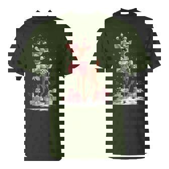 Pink Reindeer Coquette Bow Christmas Xmas Pajamas Girl Women T-Shirt - Thegiftio