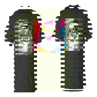 Preppy Watercolor Santa Bubble Gum Pink Sunglasses Christmas T-Shirt - Thegiftio