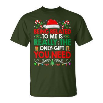 Being Related To Me Christmas Family Xmas Pajamas Men T-Shirt - Thegiftio UK