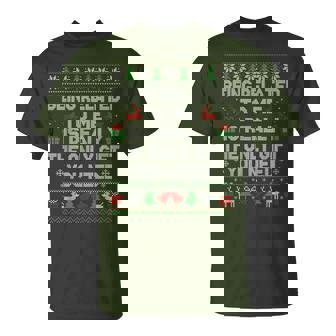 Being Related To Me Ugly Christmas Sweaters Women T-Shirt - Monsterry