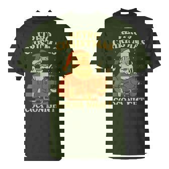 Retro Christmas Cocoa Night – Vintage Santa Holiday Graphic T-Shirt | Mazezy