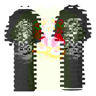 Retro Christmas House Music Santa Dj Techno Rave Edm Xmas T-Shirt - Thegiftio