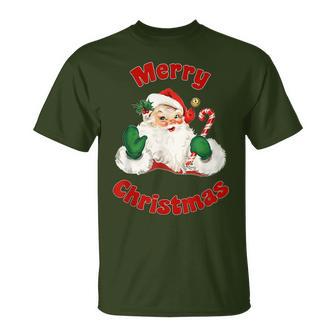 Retro Merry Christmas Vintage Rosy Cheek Santa Traditional T-Shirt - Thegiftio UK