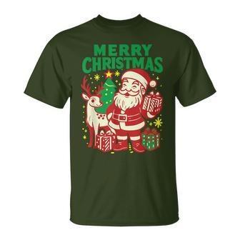 Retro Santa Merry Christmas Vintage Holiday Graphic 60S T-Shirt - Thegiftio UK