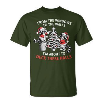 Retro From The Windows To The Walls Raccoon Christmas T-Shirt - Thegiftio UK