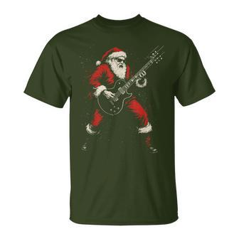Rockin Santa Electric Guitar Christmas Rock Music Xmas T-Shirt - Thegiftio UK