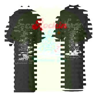 Rocking Around The Xmas Tree Snowman Rock And Roll Guitar T-Shirt - Thegiftio