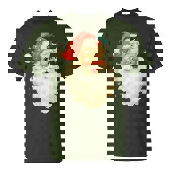 Santa Claus Pink Christmas Face Old Xmas Vintage Pink Santa T-Shirt - Thegiftio