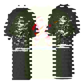 Santa Claus Playing Bass Guitar Christmas Xmas Music T-Shirt - Monsterry