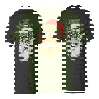 Santa Claus Wears Aviator Glasses And A Cheerful Face T-Shirt | Mazezy