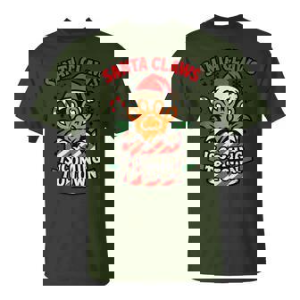 Santa Claws Is Coming To Town Cat Christmas Pun T-Shirt | Seseable CA