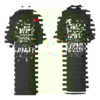 Santa Favorite Bartender Christmas Lights Xmas T-Shirt - Monsterry