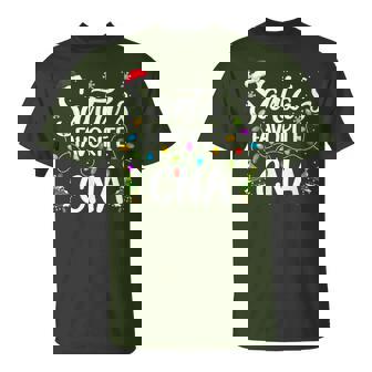 Santa Favorite Cna Nurse Christmas Lights Nursing Xmas T-Shirt - Monsterry