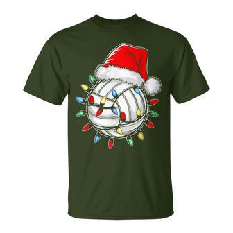 Santa Volleyball Ball Youth Boys Christmas Pajamas T-Shirt - Monsterry