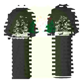 Sasquatch Candy Xmas Yeti Bigfoot Candy Cane Christmas T-Shirt - Monsterry