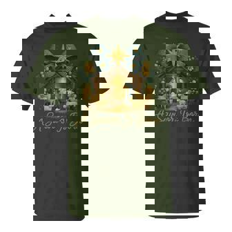 A Savior Is Born Knitted Nativity Scene Christmas T-Shirt | Seseable UK