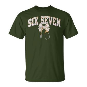 Six Seven Christmas Nurse 67 Meme Coquette Bow Nurse T-Shirt - Thegiftio UK