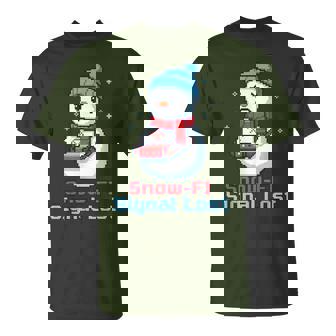 Snow-Fi Signal Lost Cute Christmas Snowman Pun T-Shirt | Mazezy