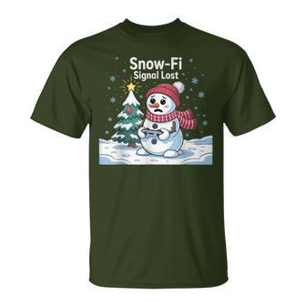 Snow-Fi Signal Lost Christmas Snowman Wifi T-Shirt | Mazezy