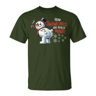 How Snowflakes Are Really Made Christmas Snowman T-Shirt - Thegiftio UK