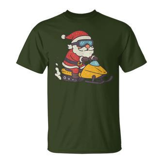 Snowmobile Christmas Vintage Santa Xmas T-Shirt | Seseable UK