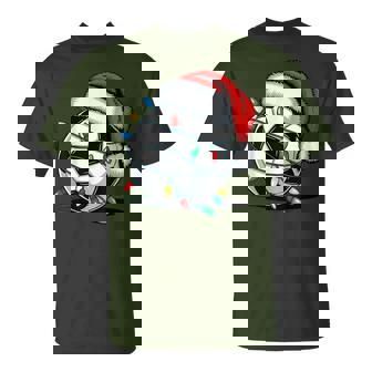 Soccer Ball Santa Hat Christmas Lights Pajamas Xmas Holiday T-Shirt - Thegiftio