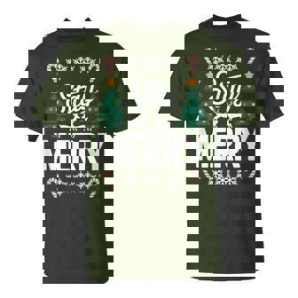 Stay Merry Cheerful Christmas Saying Simple Festive T-Shirt | Mazezy