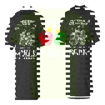 Stop Staring At My Balls Christmas Adult Humor T-Shirt - Monsterry