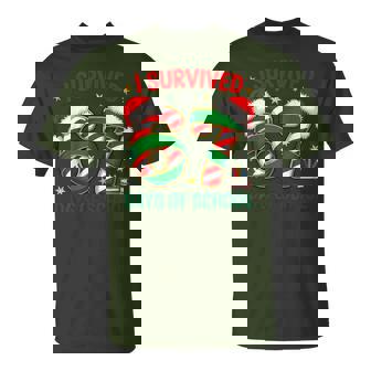 I Survived 67 Days Of School Christmas Candy Cane Six Seven T-Shirt | Mazezy