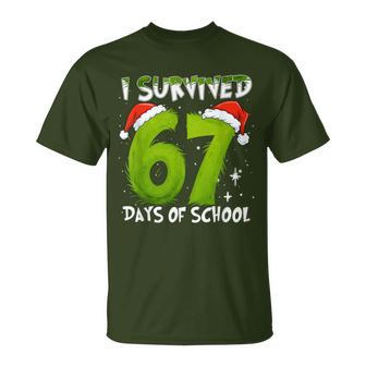 I Survived 67 Days Of School Christmas Candy Cane Six Seven T-Shirt - Thegiftio UK