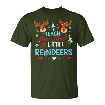 I Teach The Cutest Little Reindeers Teacher Christmas Xmas T-Shirt - Thegiftio UK
