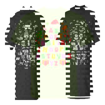 Teacher Christmas Alphabet Back To School Holiday Learning T-Shirt | Seseable CA