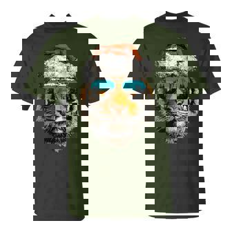 Tiger With Sunglasses Snow Santa Hat Snowy Christmas Animal T-Shirt | Mazezy