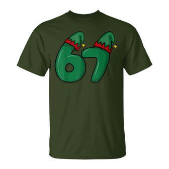 Viral 67 Christmas Elf Hat 6 7 Trend Meme Six Seven Elves T-Shirt - Thegiftio UK