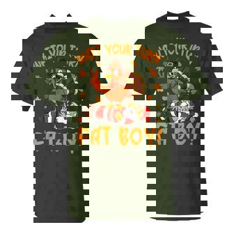 Wait Your Turn Fat Boy Thanksgiving Turkey Santa T-Shirt - Monsterry