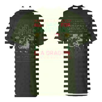 All I Want For Christmas Is A Dragon & Books Ugly Sweater T-Shirt - Monsterry